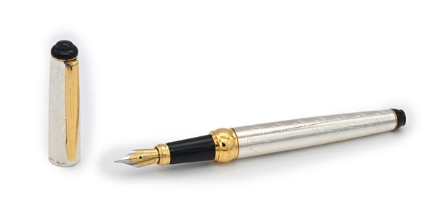 Nazareno Gabrielli - Penna stilografica in argento 925/000 con particolari placcati in oro giallo 18 Kt