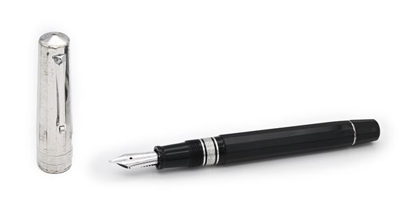 Omas Milord - Penna stilografica in resina nera e argento 925/000