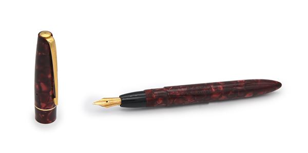 Blackbird - Penna stilografica vintage in vernice marmorizzata con particolari dorati