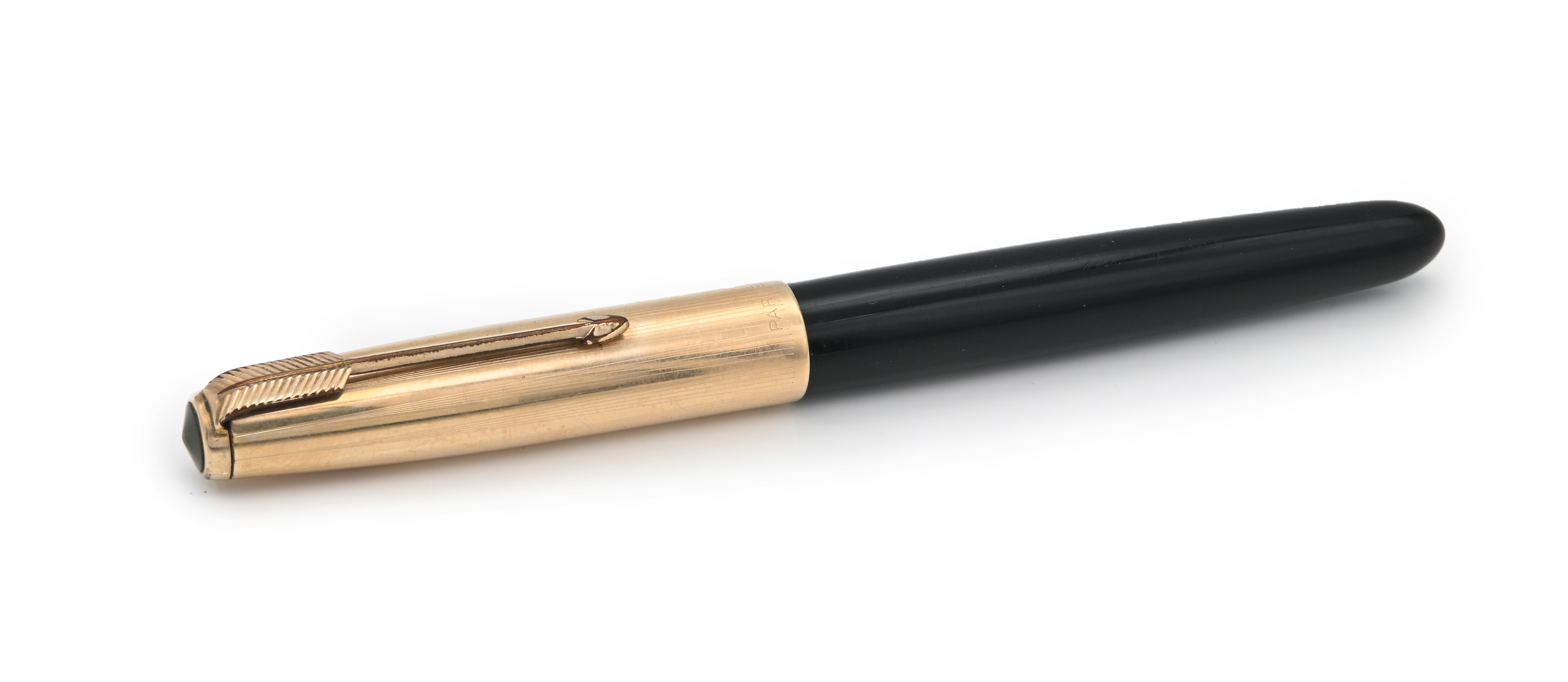 Parker 51 - Penna Stilografica in Vernice Nera con Cappuccio in Metallo Placcato in Oro Giallo 12...