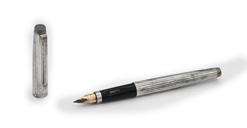 Parker 75 - Penna Stilografica Sfaccettata in Metallo Argentato