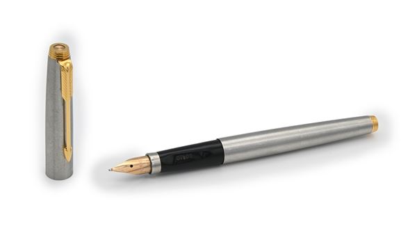 Parker 75 - Penna stilografica in metallo satinato con particolari dorati