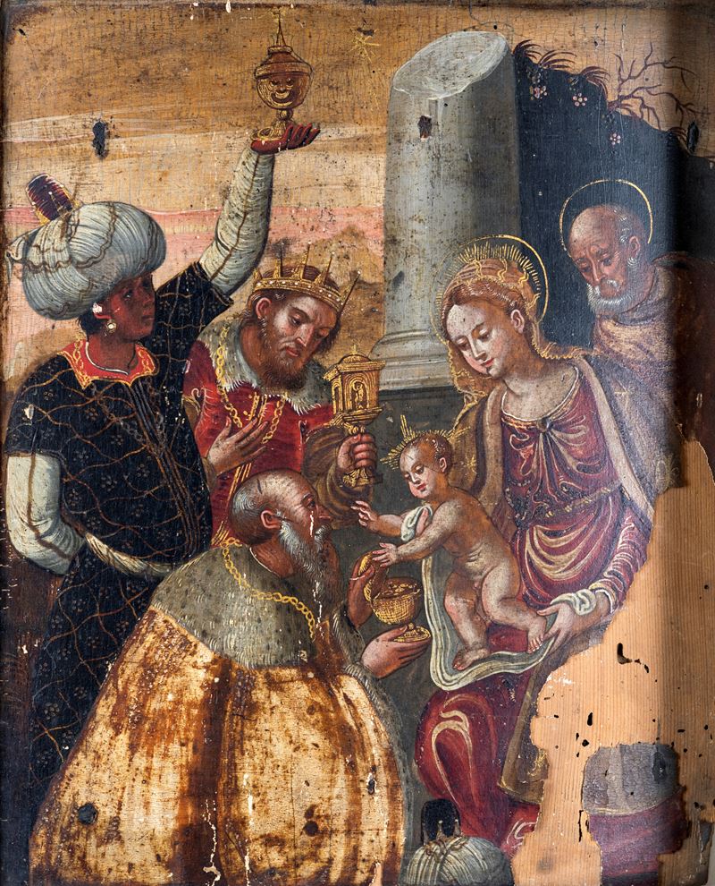 Scuola Veneto Cretese del XVI Secolo - Adorazione dei Re Magi