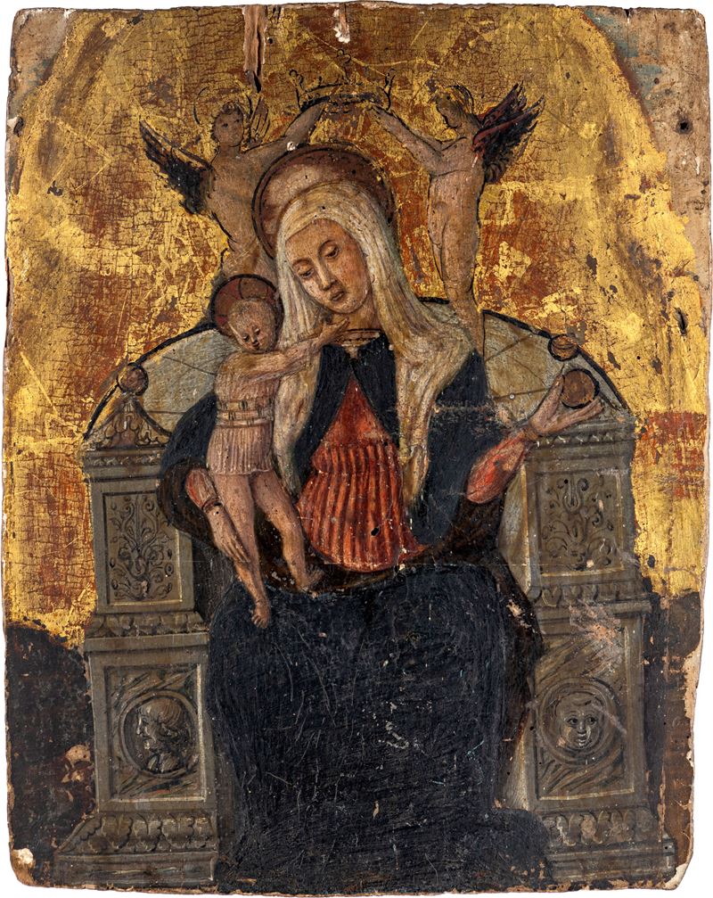 Scuola Lombarda del XV Secolo - Madonna in Trono con il Bambino e Angeli