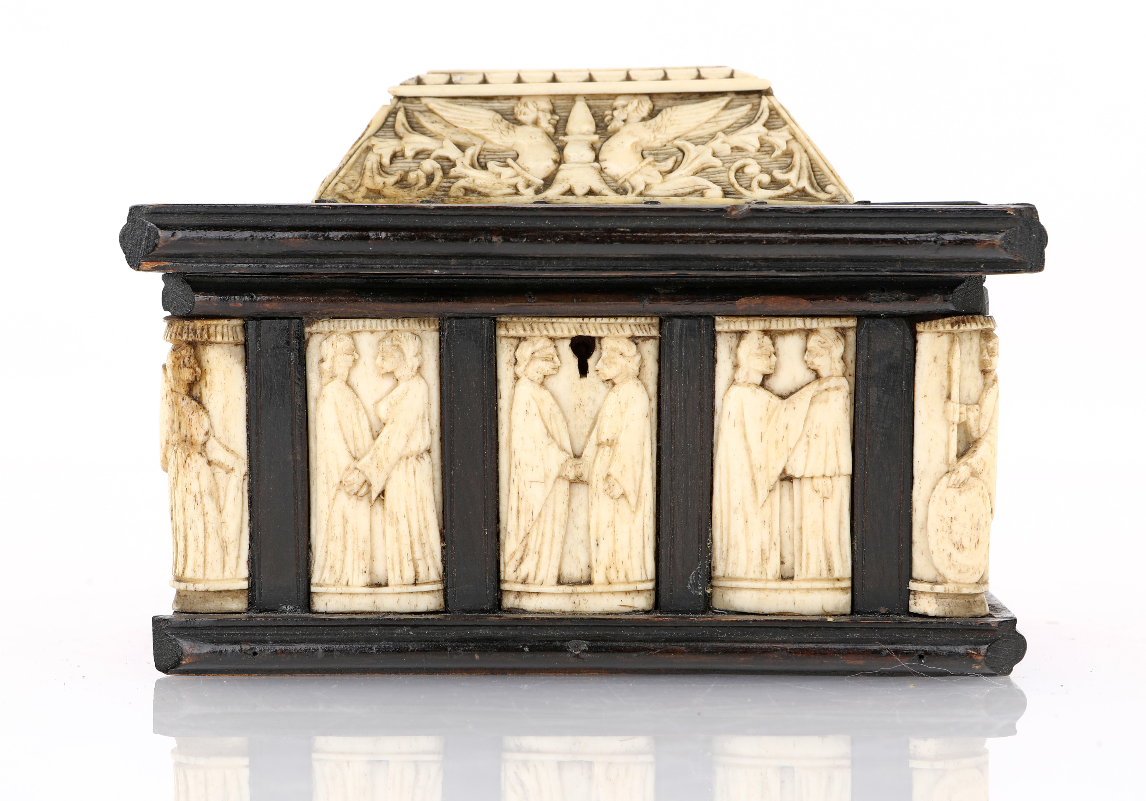 Piccolo cofanetto in legno ebanizzato ed osso, XVII/XVIII secolo