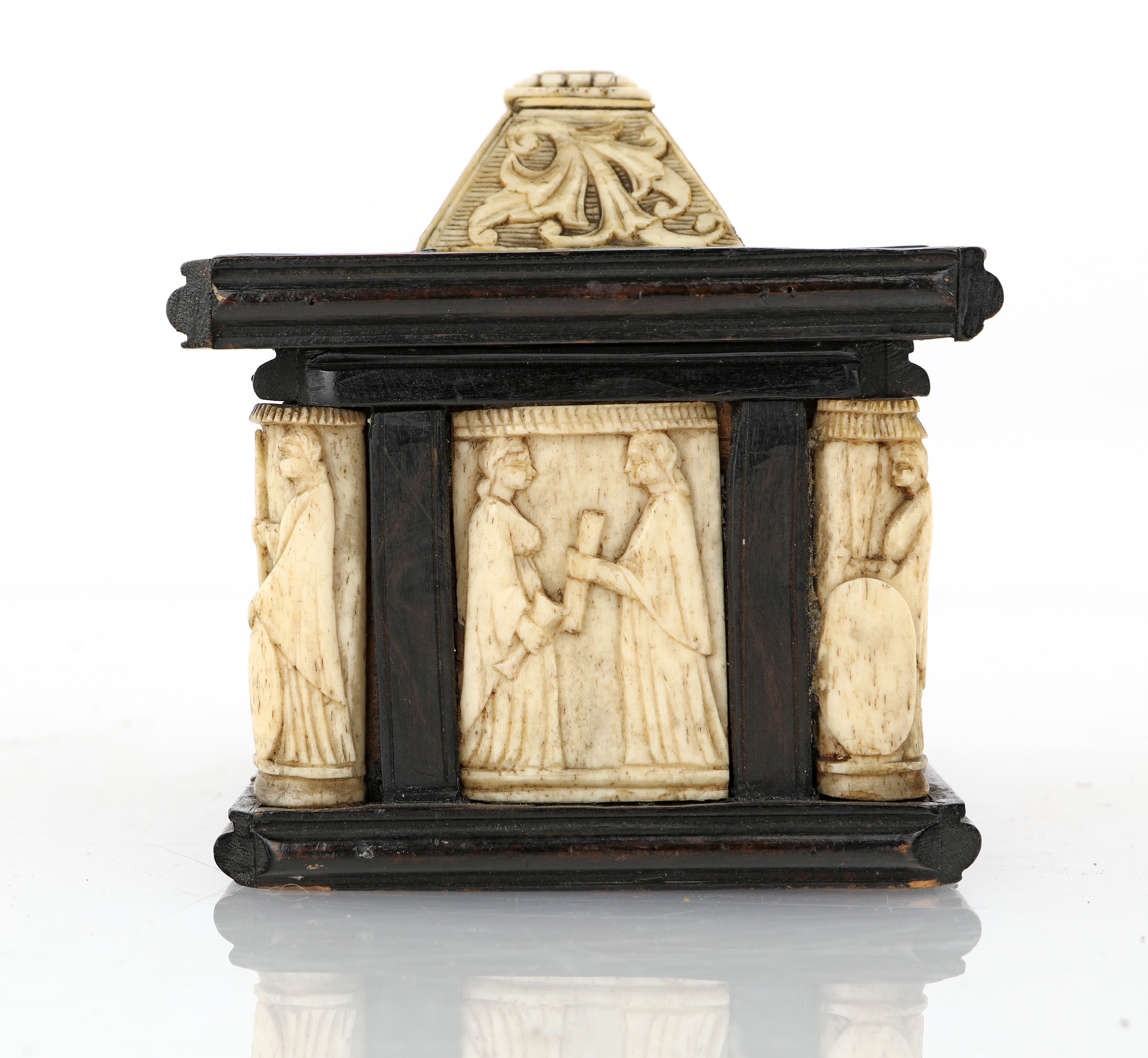 Piccolo cofanetto in legno ebanizzato ed osso, XVII/XVIII secolo