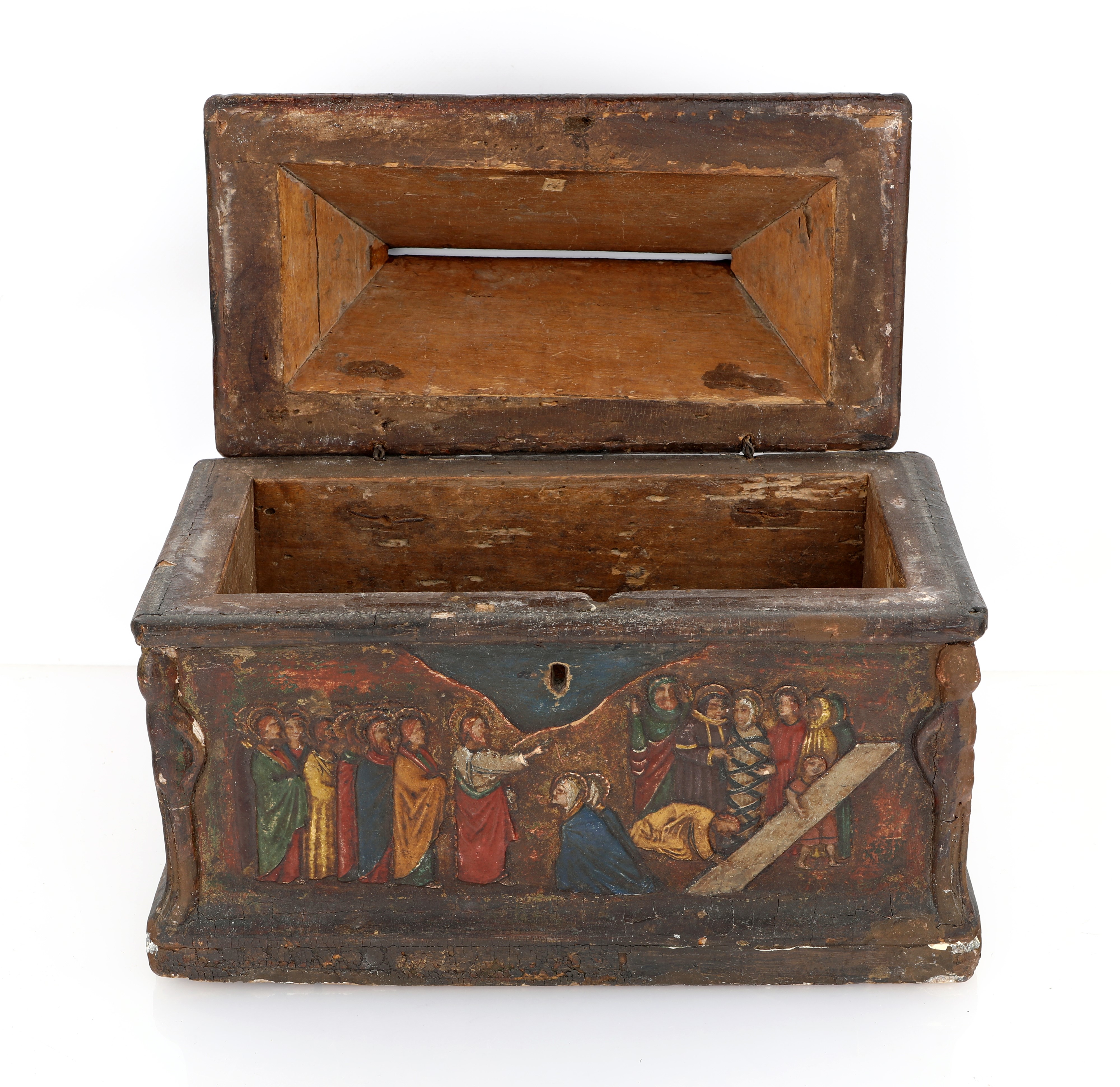 Cassetta per elemosina in legno e pastiglia dipinta, Italia, periodo del Grand Tour