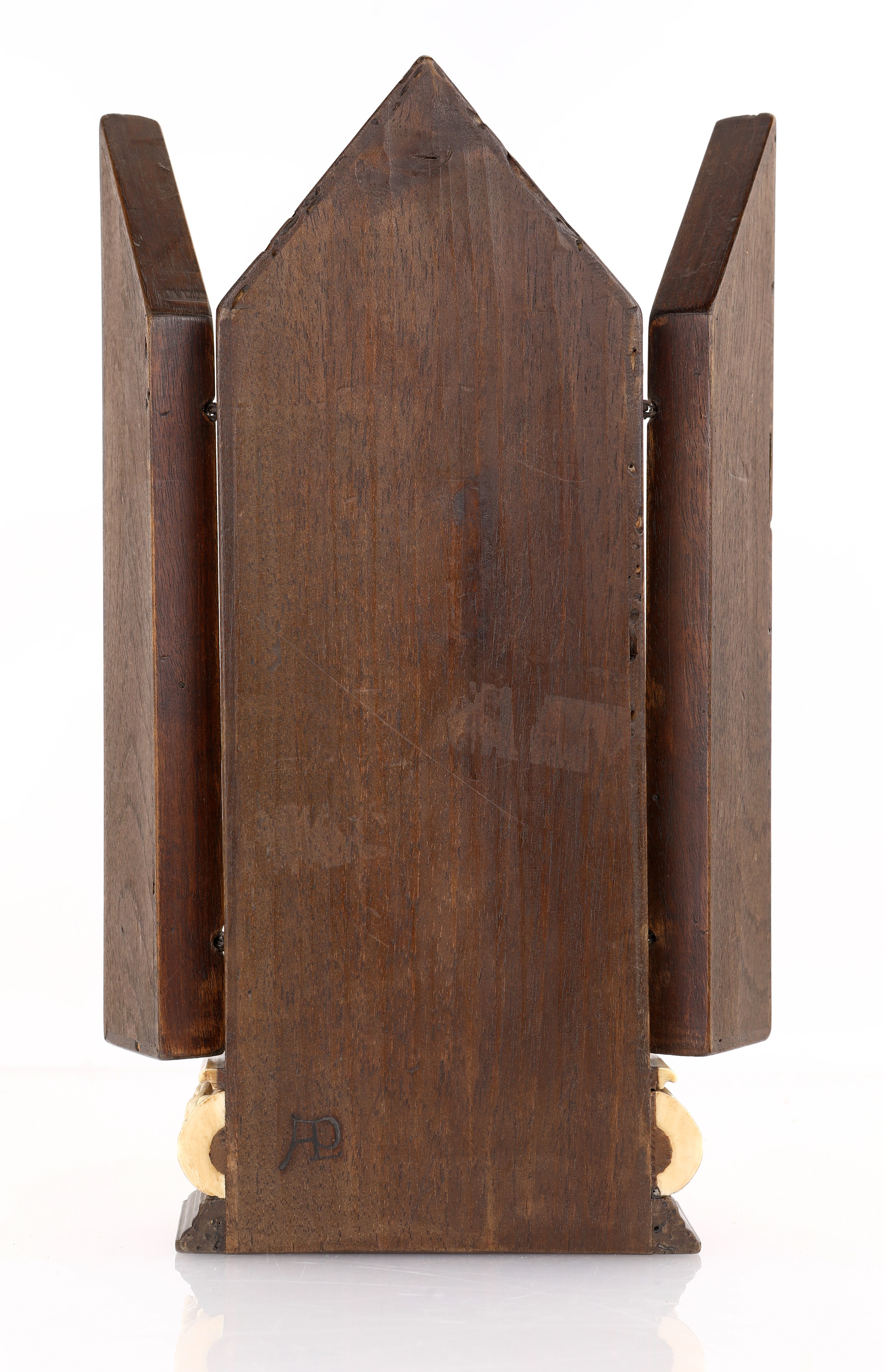 Trittico neogotico in legno con intagli in osso, Spagna (?), XIX secolo