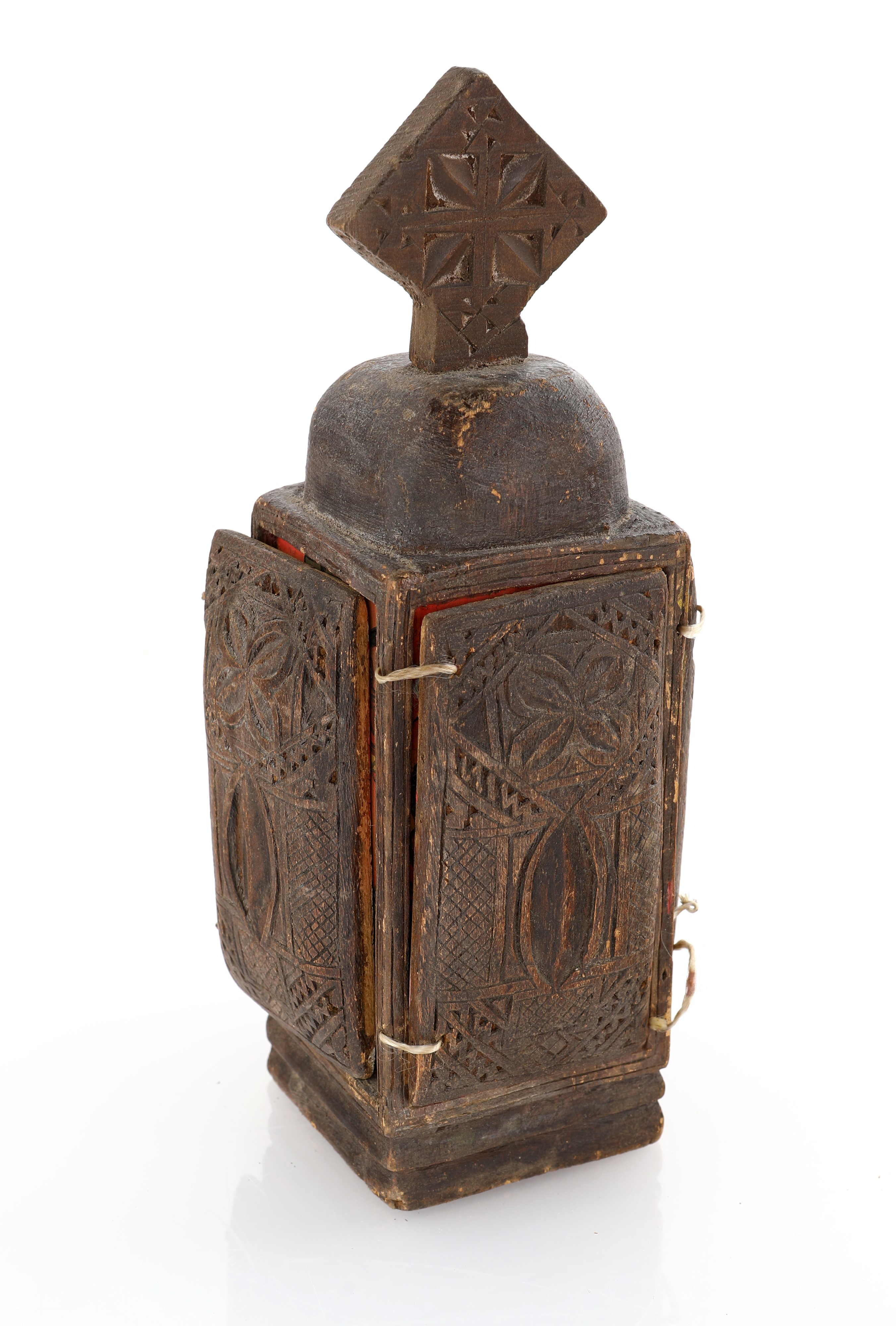 Due icone da viaggio: dittico e altarolo ortodosso in legno dipinto, Etiopia, XX secolo