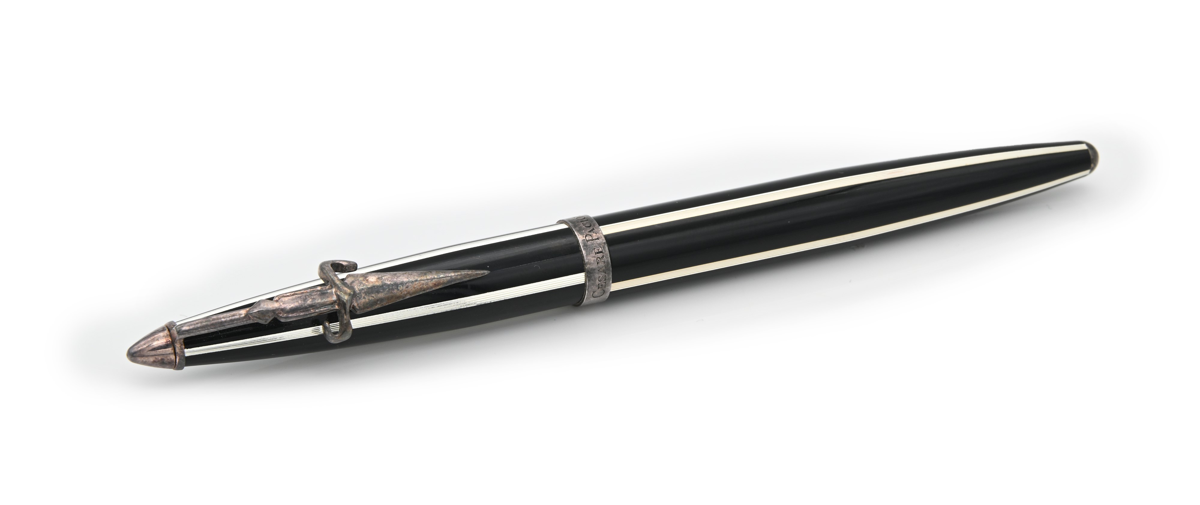 Cesare Paciotti Jewels - Penna Stilografica in Vernice Nera e Metallo Argentato