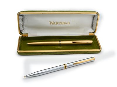 Waterman - Penna a Sfera Vintage in Metallo Placcato in Oro Giallo e Penna a Sfera in Acciaio con...
