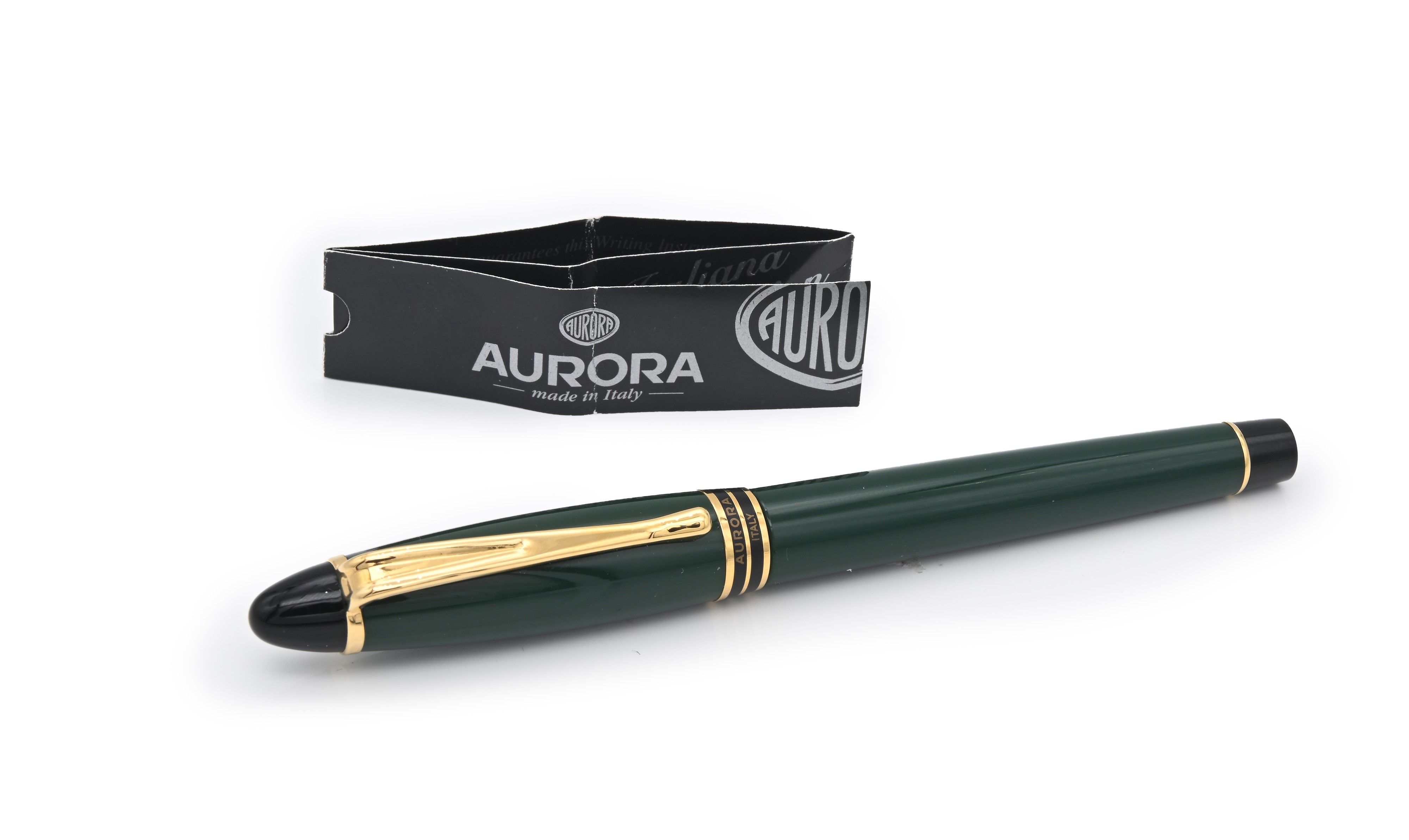 Aurora Ipsilon - Penna Stilografica in Resina Verde con Particolari Dorati