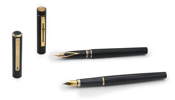 Sheaffer Targa - Penna stilografica in lacca nera con particolari in metallo placcato oro giallo - Penna stilografica in metallo e resina 