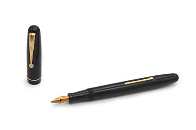Swan Self Filler 3150 - Penna Stilografica Vintage in Celluloide Marrone Scuro con Finiture Dorat...