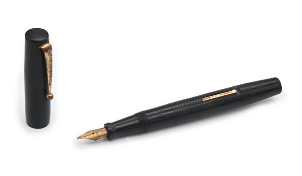 Blackbird Self Filler - Penna stilografica vintage in celluloide nera con particolari dorati