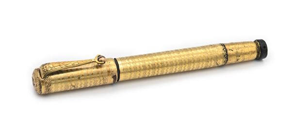 Europa - Penna stilografica vintage rivestita in metallo laminato in oro giallo 18 Kt