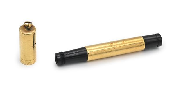 Columbus - Penna stilografica vintage da donna rivestita in metallo laminato in oro giallo 18 Kt