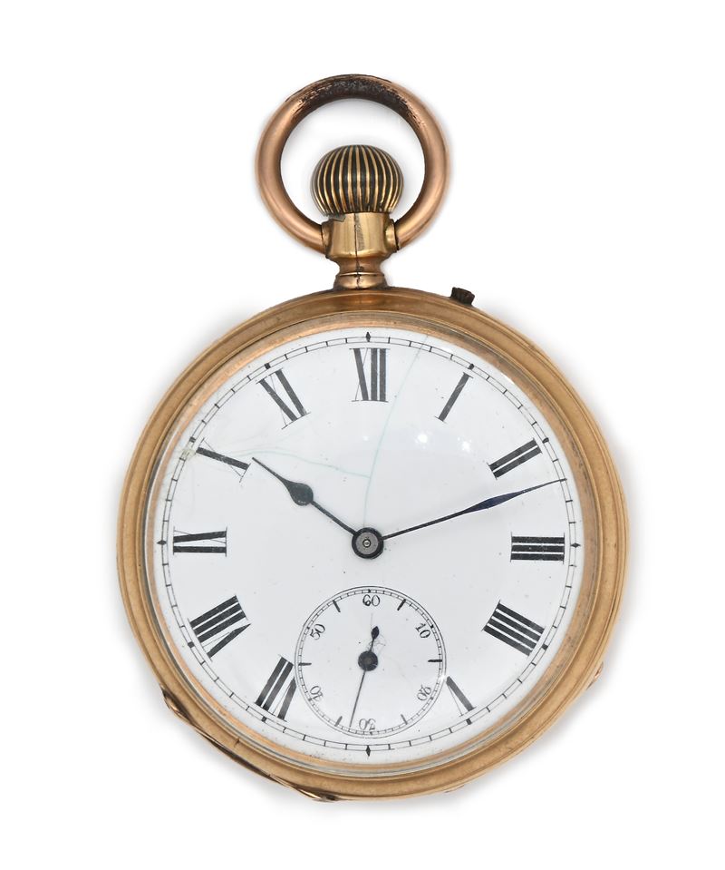 Anonimo Svizzero - Orologio da Tasca Remontoir da Uomo in Oro 14 Kt. Scappamento a Verga con Bila...