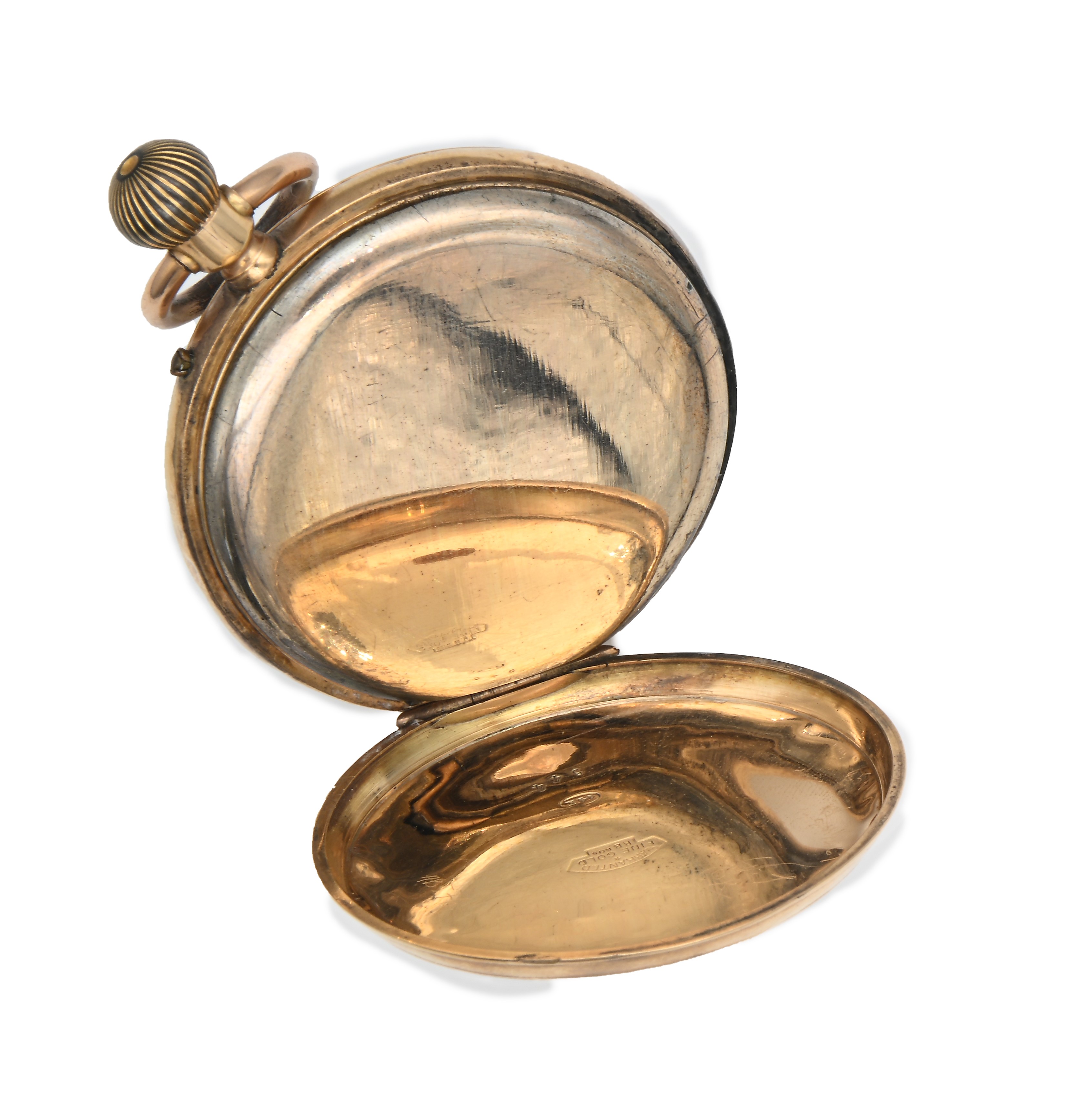 Anonimo svizzero - Orologio da tasca remontoir da uomo in oro 14 Kt. Scappamento a verga con bila...