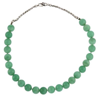 Collana di Bowenite Chiara con Catene in Argento