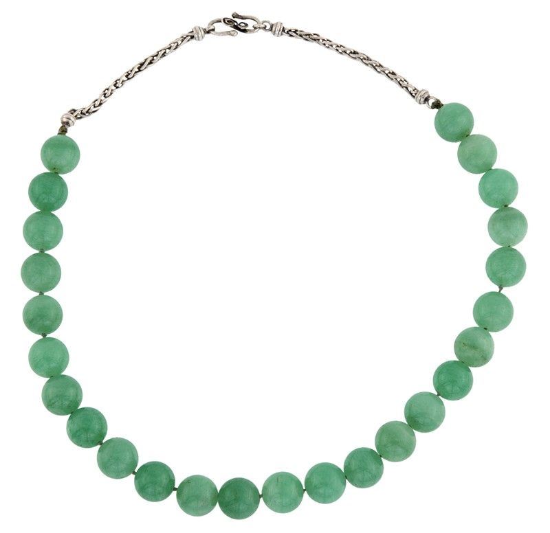 Collana di Bowenite Chiara con Catene in Argento