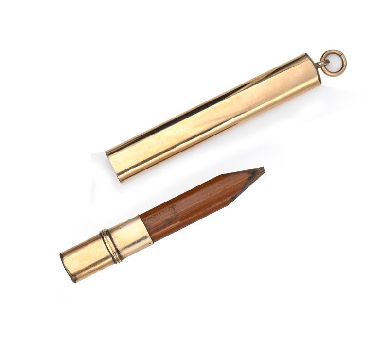 W.s.hicks New York - Portamatita Pendentif in Metallo Laminato in Oro Giallo