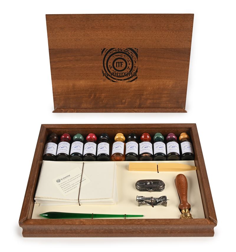 La Murrina Murano - Set da Scrittura Entro Scatola Originale di Legno Contenente: Penna di Vetro,...