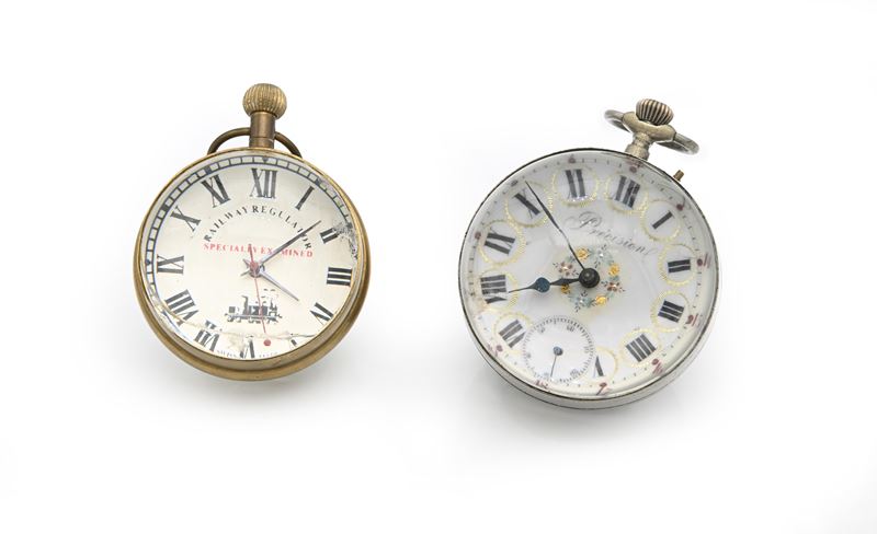 2 Orologi a Sfera da Tavolo Remontoir in Vetro, Ottone e Metallo