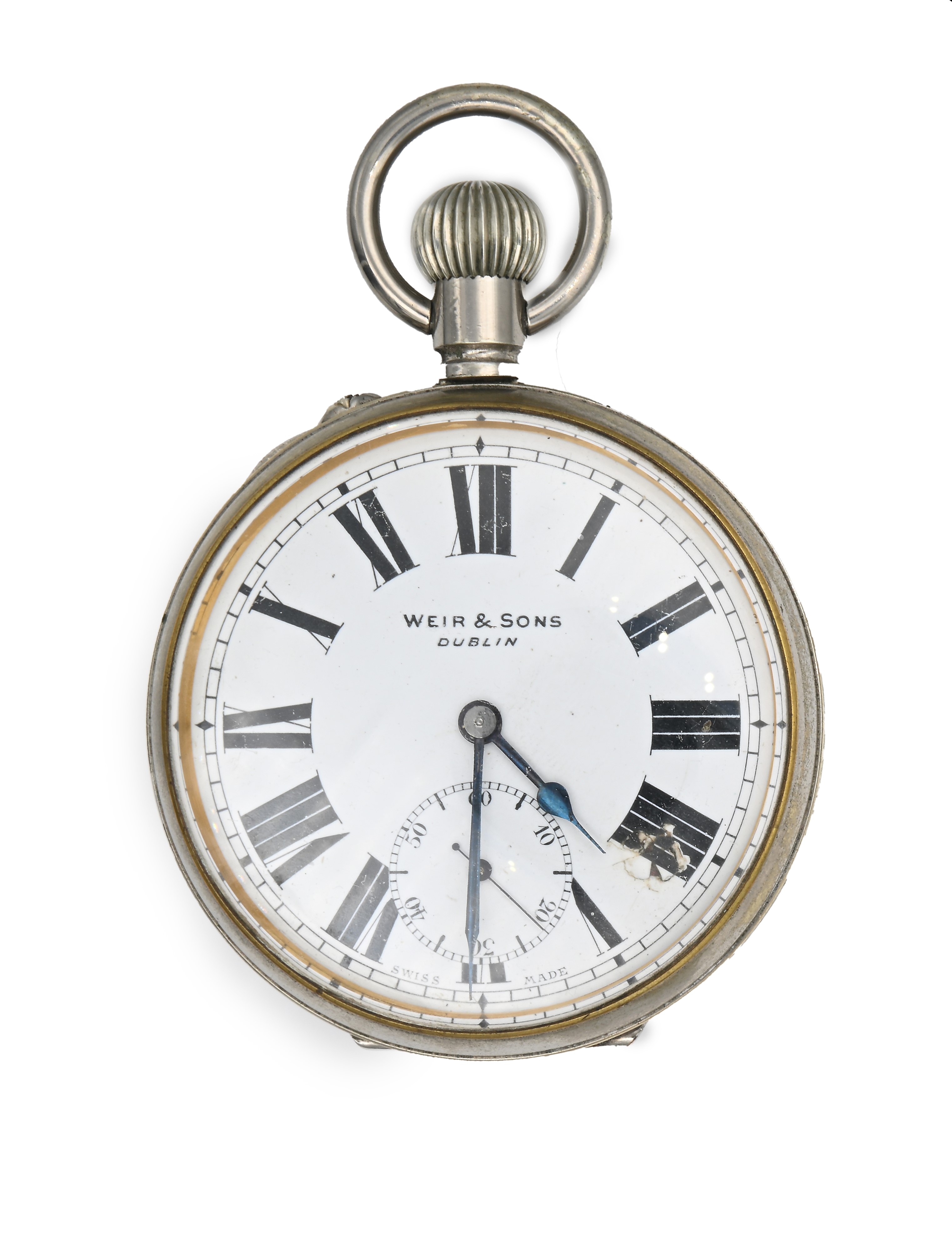 Porta orologio in legno rivestito in velluto e lamina d'argento sterling Londra 1905 con all'inte...