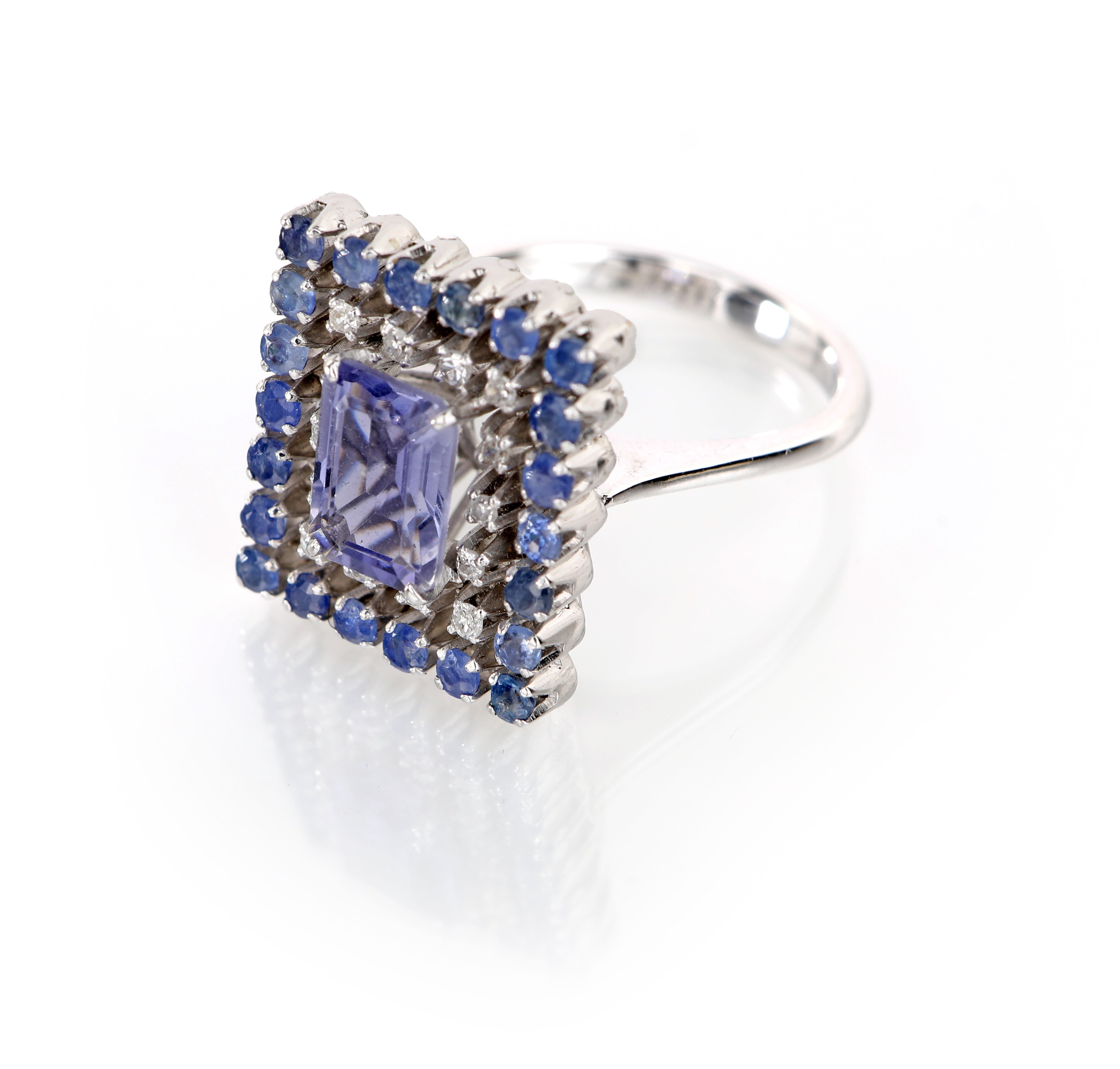 Anello in Oro Tormalina, Zaffiri e Brillanti