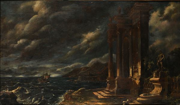 Bartolomeo Pedon - Tempesta marina con rovine classiche