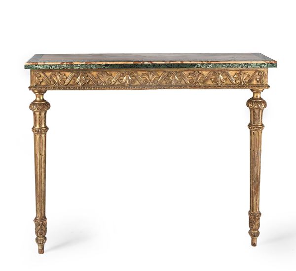 Console d'applique in legno dorato, inizi del XX secolo