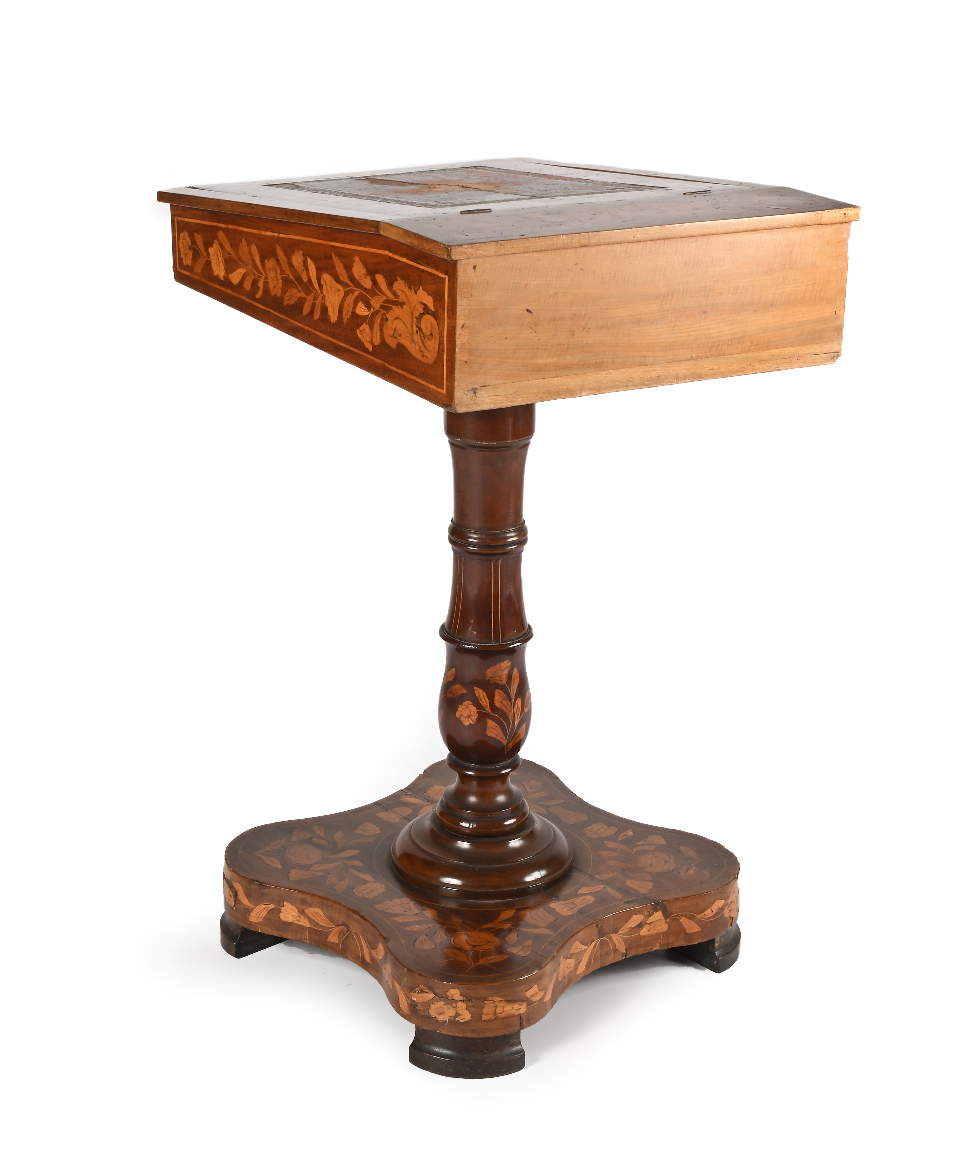 Piccolo Scrittoio in Legno Intarsiato, Olanda, XIX Secolo