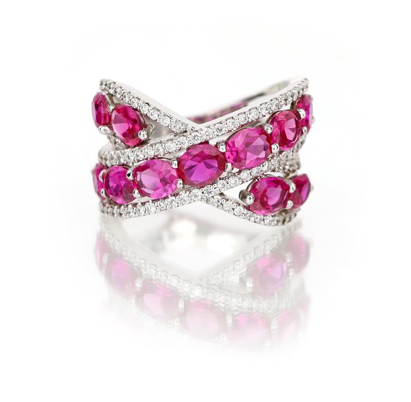 Anello in Oro, Brillanti e Tormaline