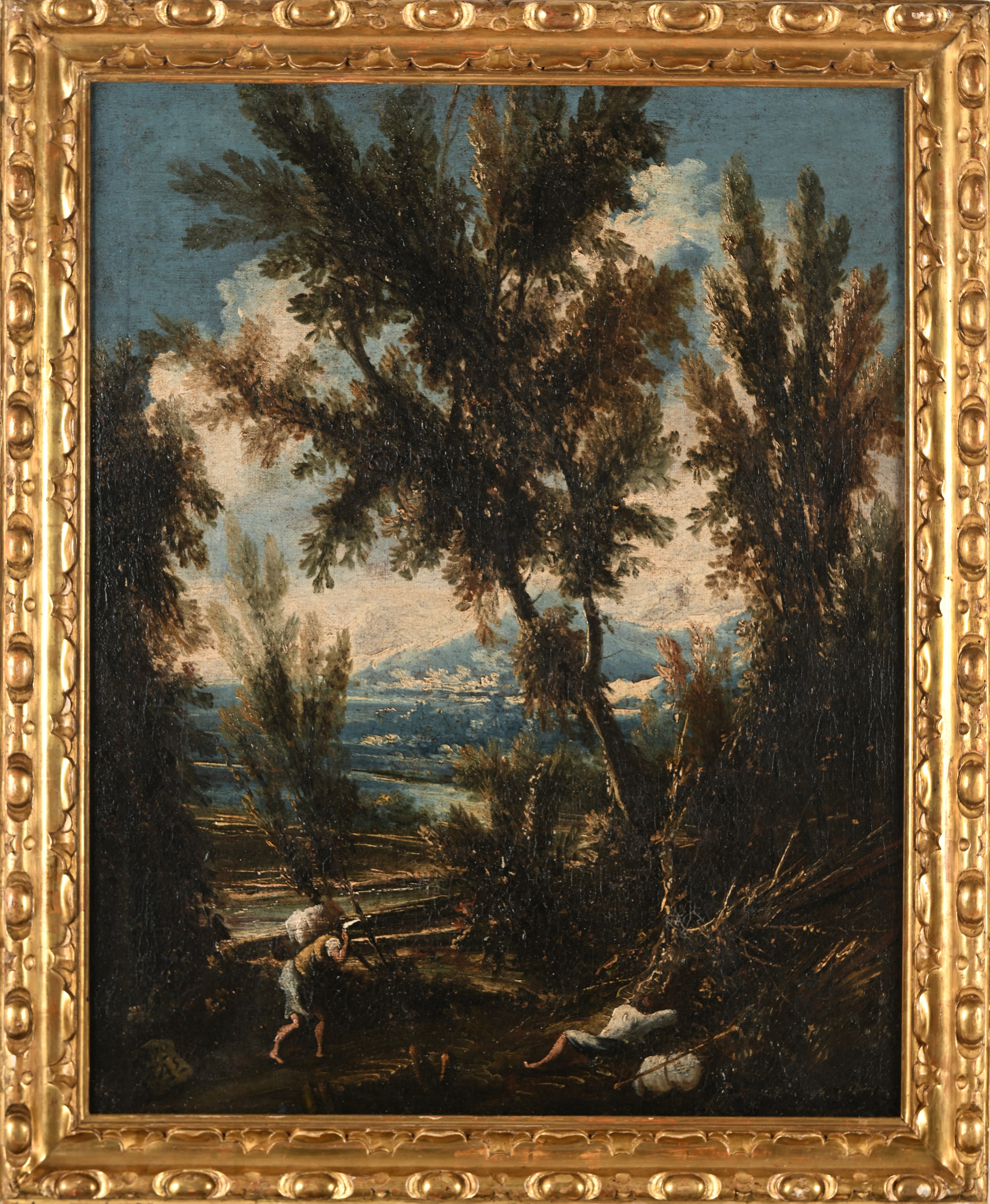 Antonio Francesco Peruzzini - Paesaggio con viandanti, olio su tela