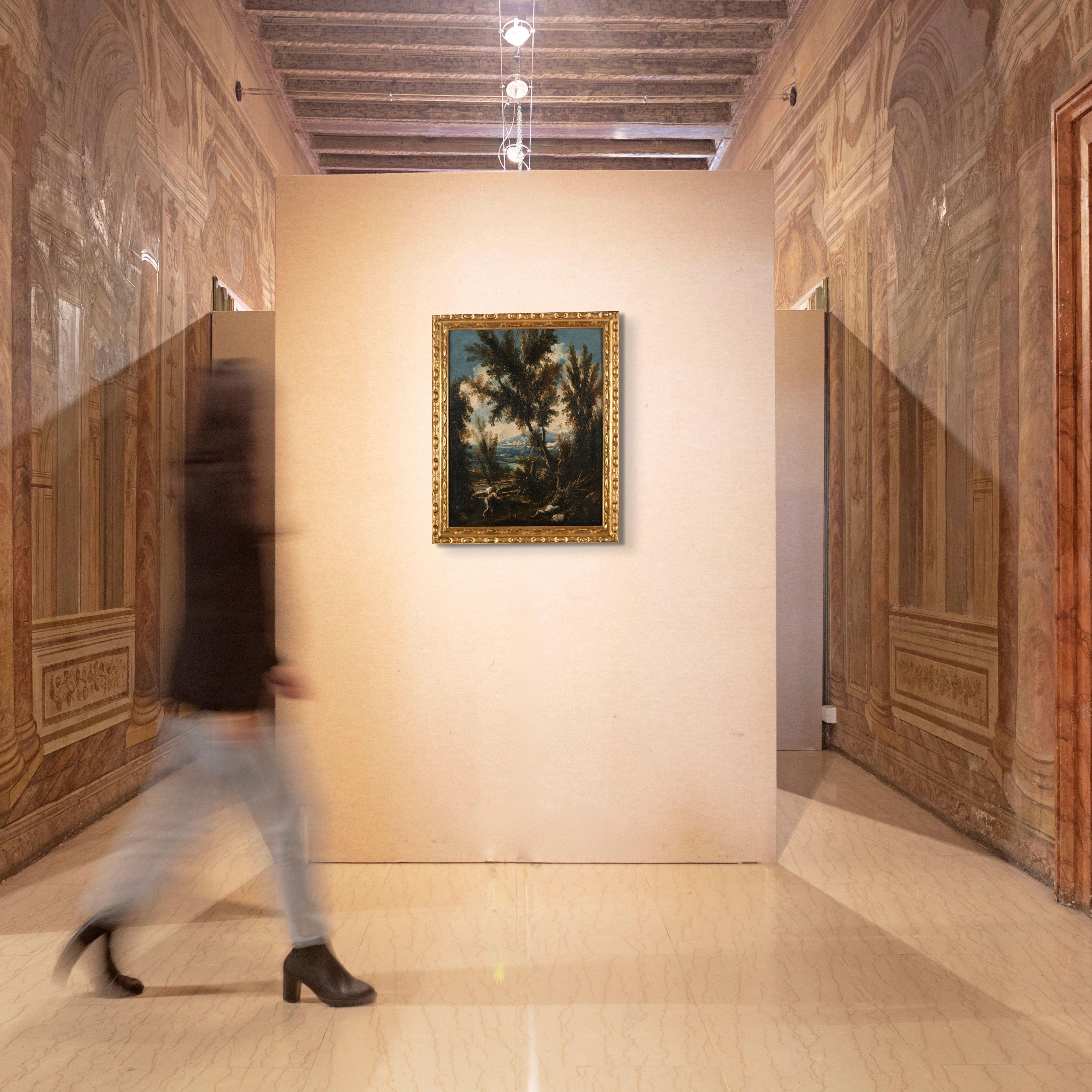 Antonio Francesco Peruzzini - Paesaggio con viandanti, olio su tela