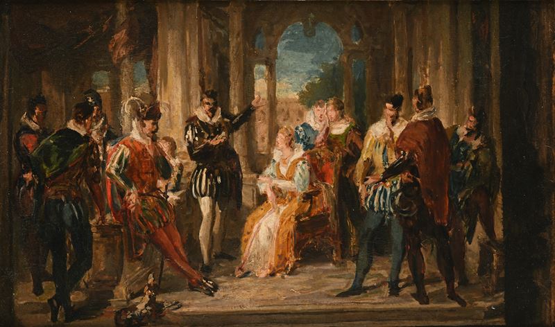 Francesco Podesti - Bozzetto per Torquato Tasso Legge la Sua Gerusalemme Liberata alla Corte di F...