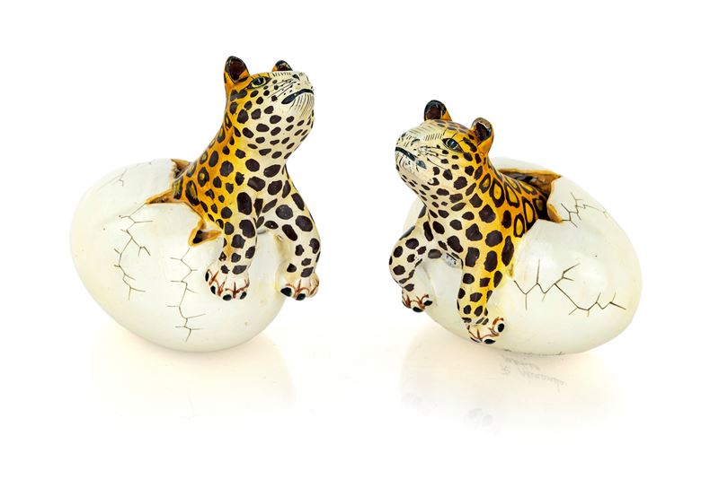R. Miranda - Due Uova con Cuccioli di Leopardo