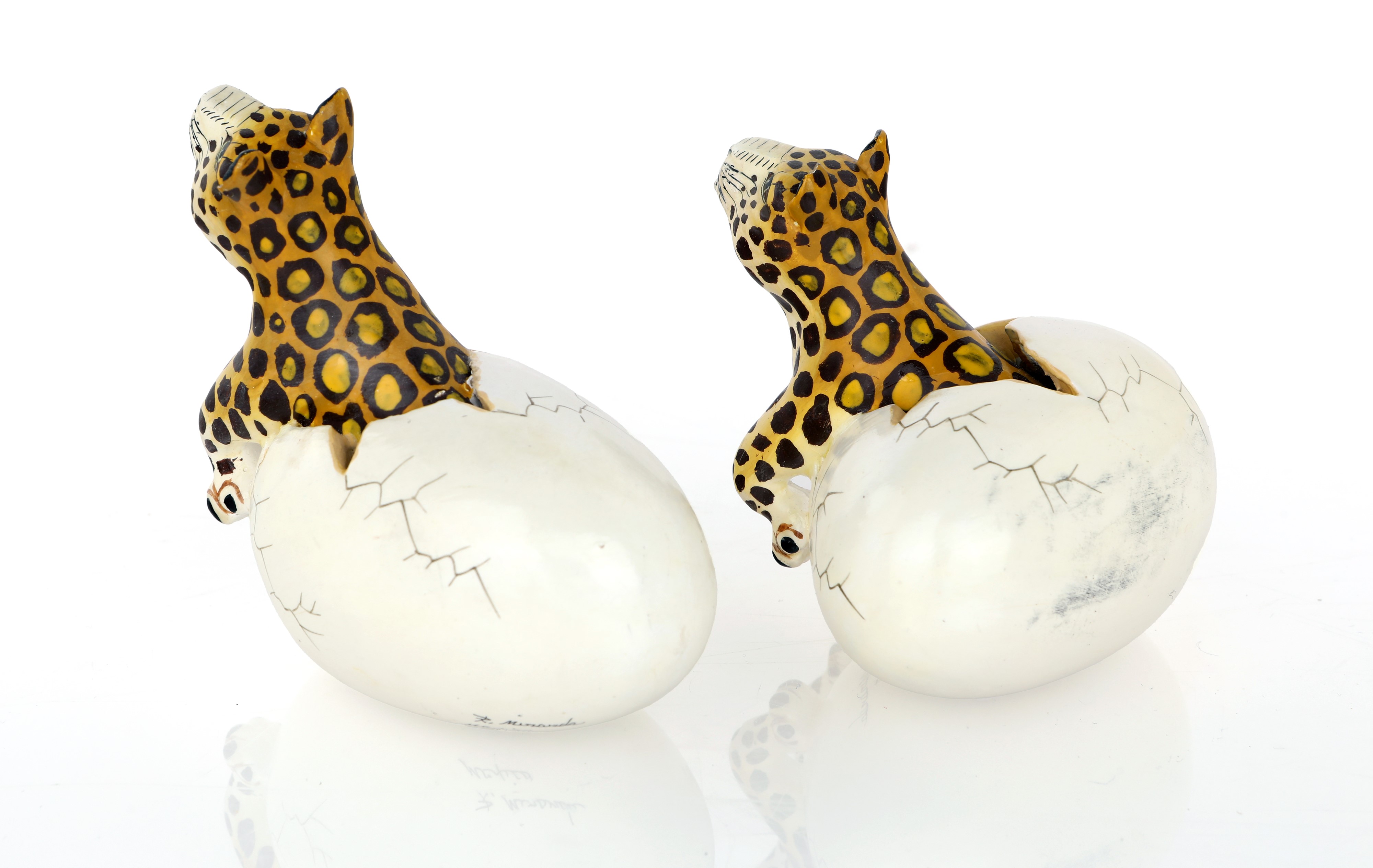 R. Miranda - Due Uova con Cuccioli di Leopardo