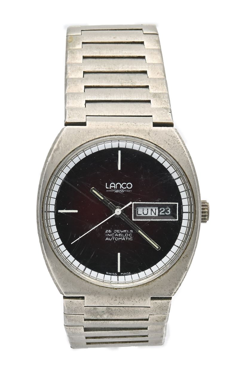 Lanco - Orologio da Polso Automatico da Uomo Incabloc Antimagnetic 25 Jewels in Acciaio con Datar...