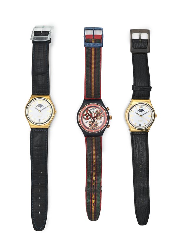 Swatch - 3 orologi da polso al quarzo di cui 1 Chrono