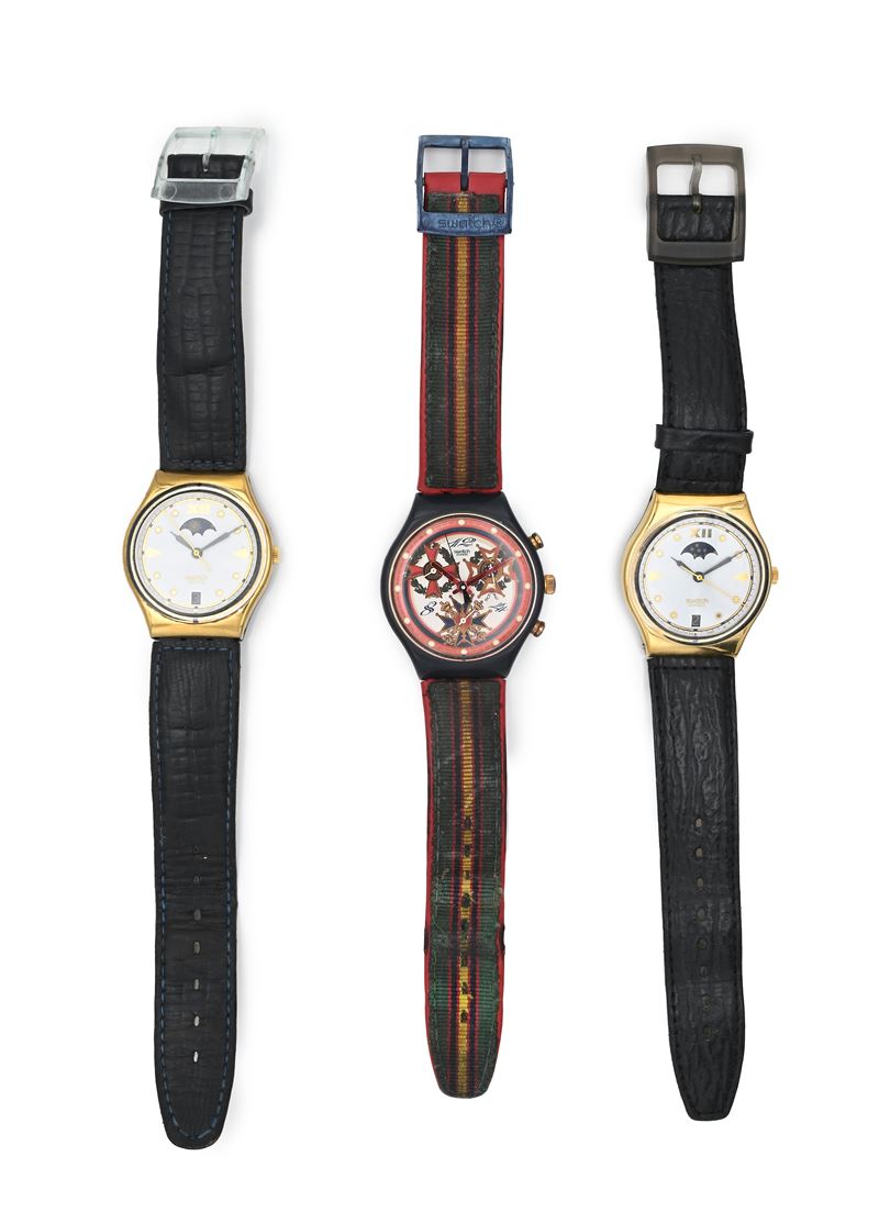 Swatch - 3 Orologi da Polso al Quarzo di Cui 1 Chrono