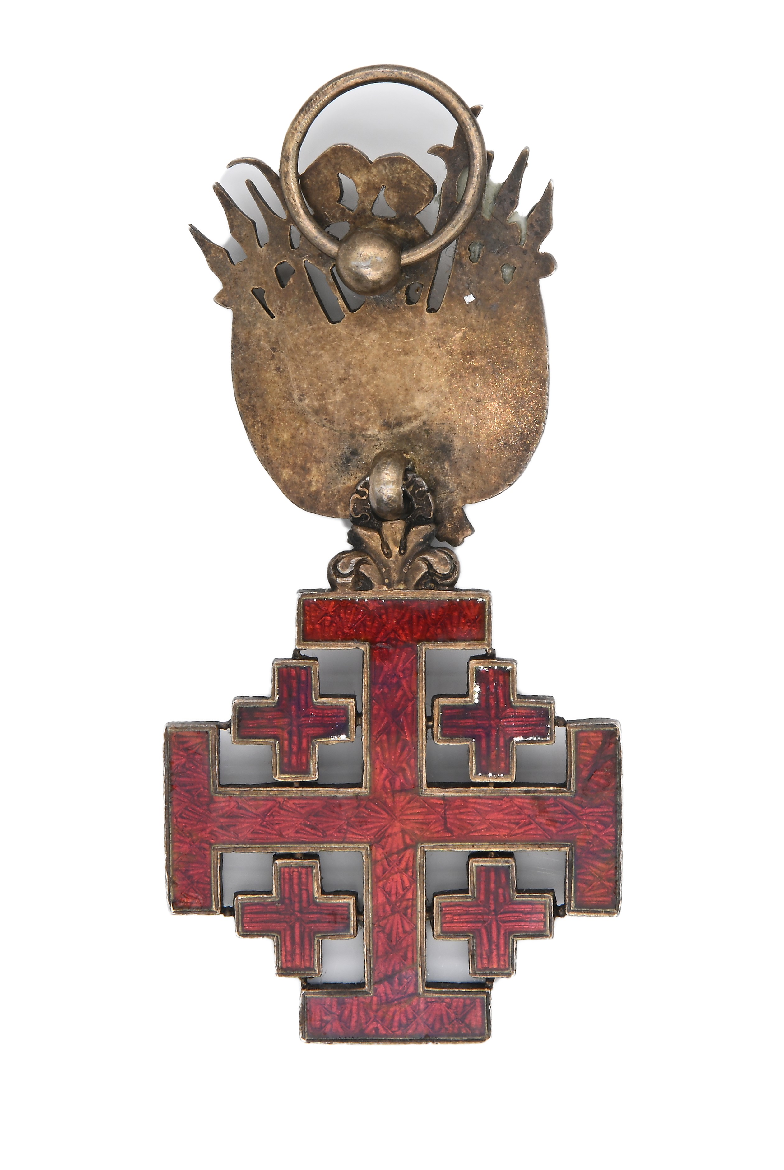 Croce da Cavaliere Dell'ordine Equestre del Santo Sepolcro di Gerusalemme in Metallo Dorato e Sma...