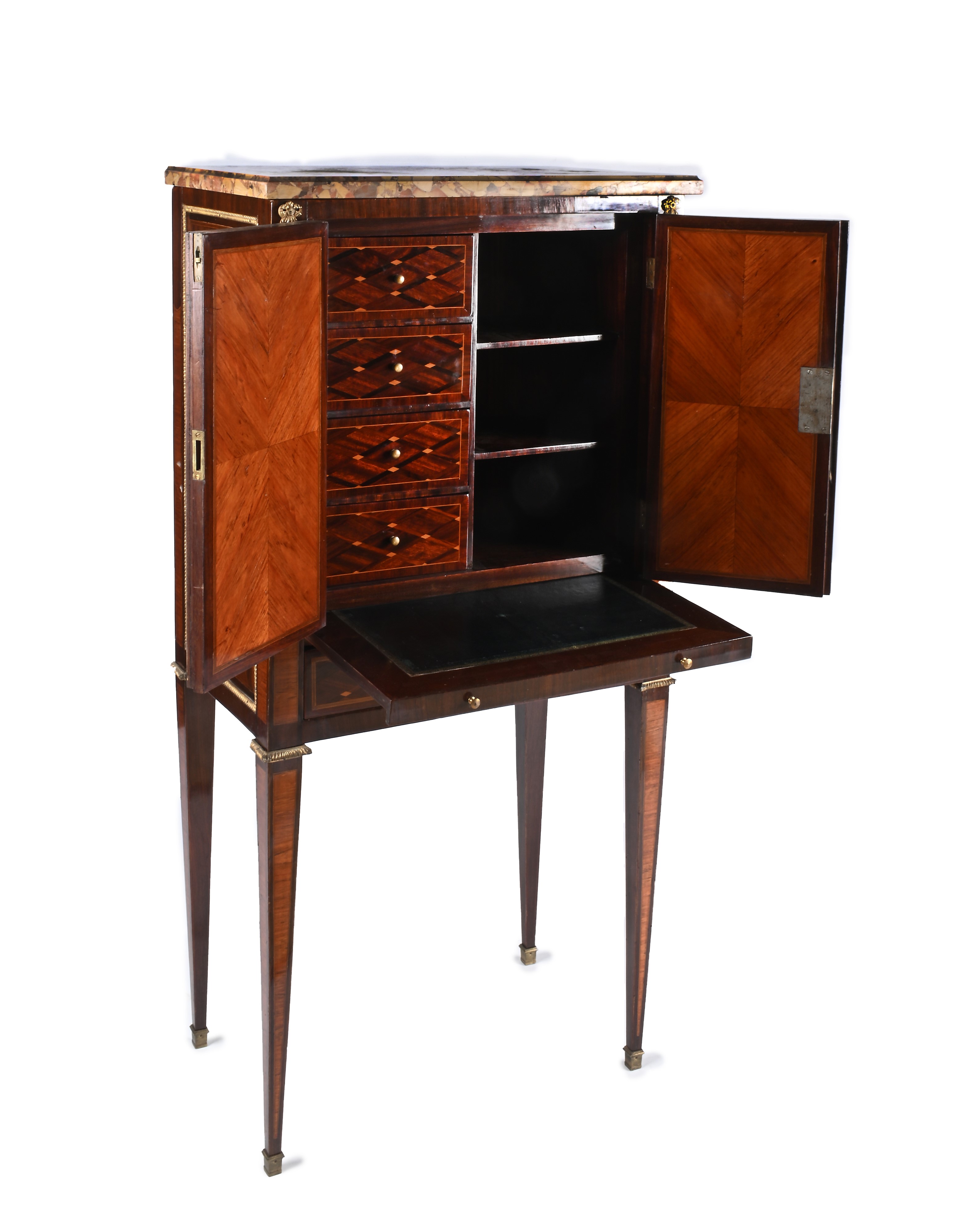 Bonheur du jour in mogano intarsiato d'epoca Napoleone III