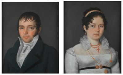 A) Nobildonna con Parure di Corallo B) Gentiluomo con Cravatta Bianca