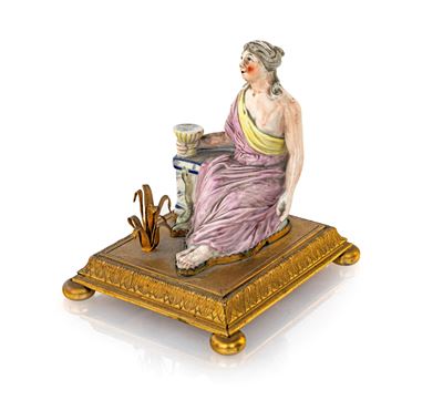 Figura in Porcellana Policroma, Bronzo e Metallo Dorato, Fine XVIII/inizi XIX Secolo