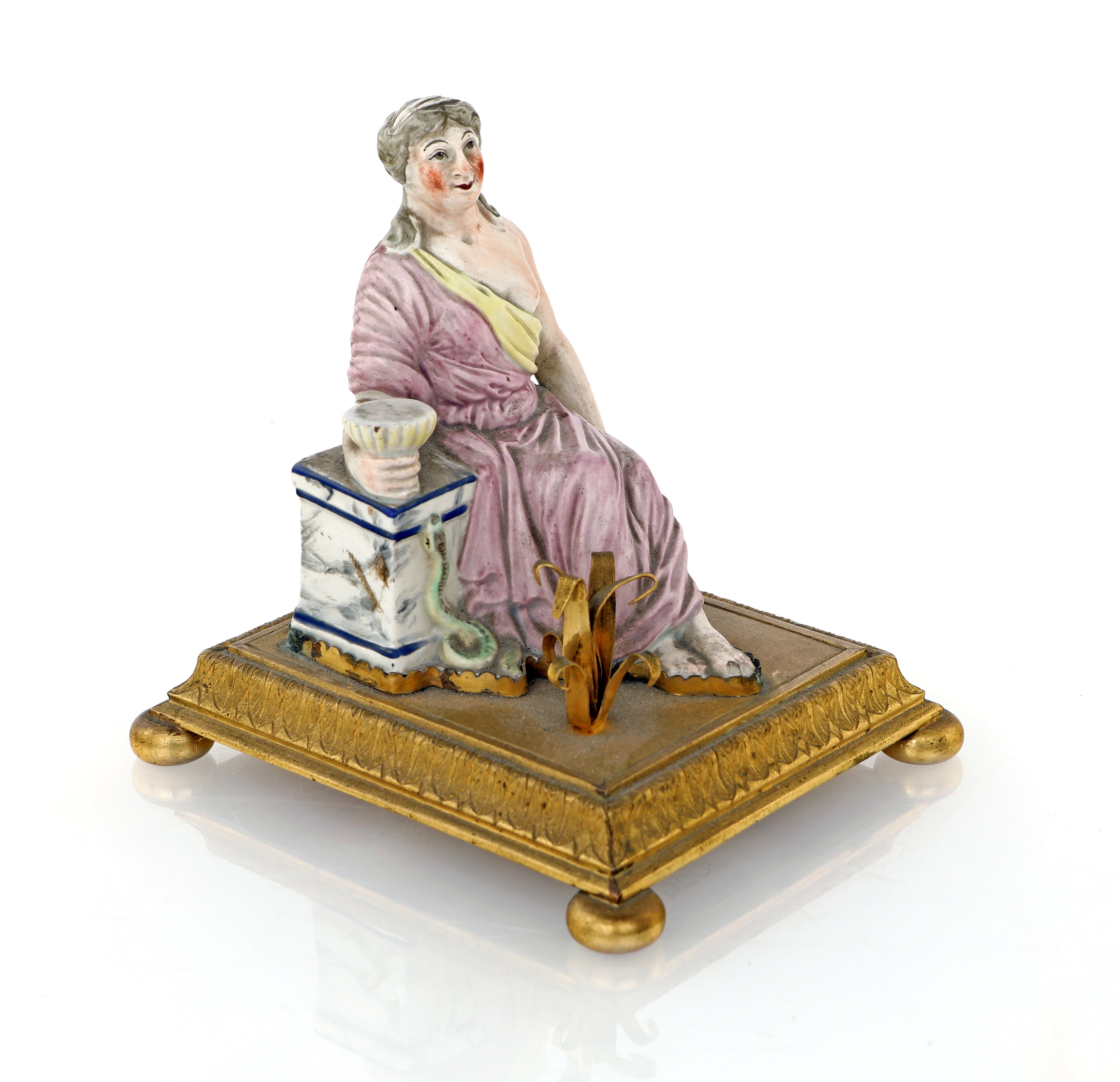 Figura in Porcellana Policroma, Bronzo e Metallo Dorato, Fine XVIII/inizi XIX Secolo