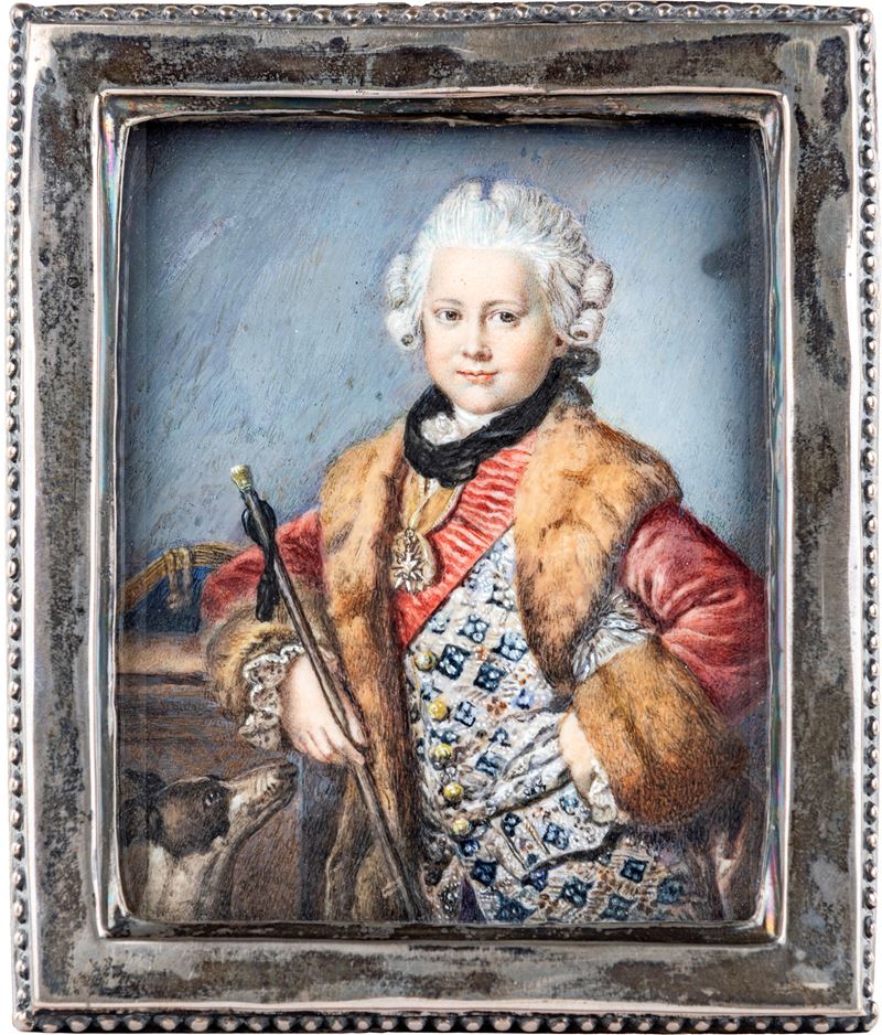 Miniaturista del XVIII Secolo - Ritratto Giovanile di Carlo Augusto di Sassonia Weimar-eisenach