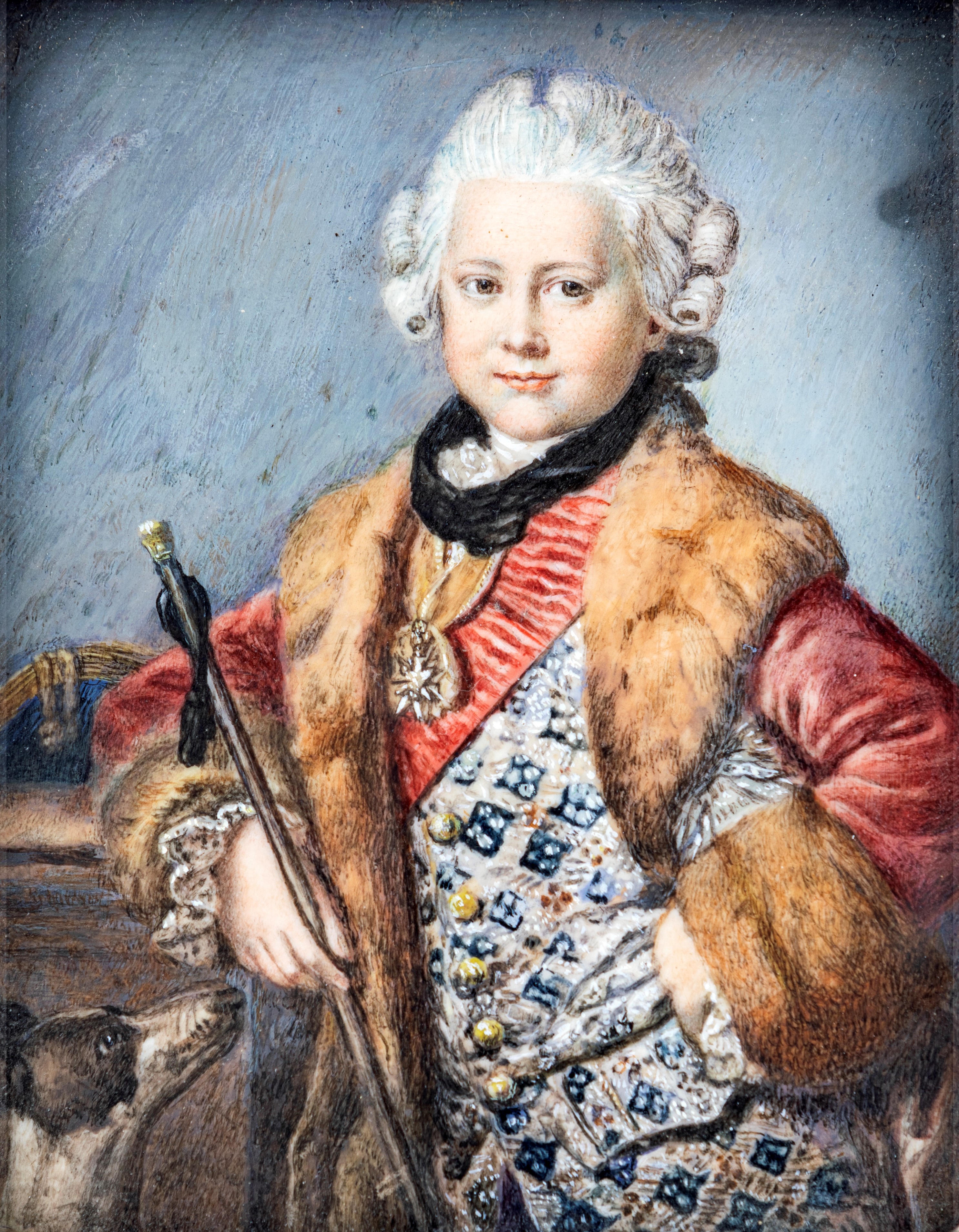 Miniaturista del XVIII Secolo - Ritratto Giovanile di Carlo Augusto di Sassonia Weimar-eisenach