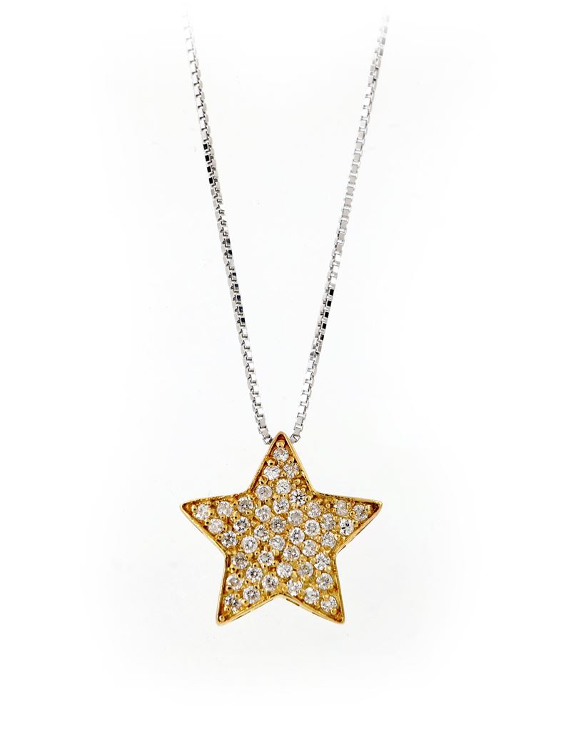 Pendente a Stella in Oro e Brillanti